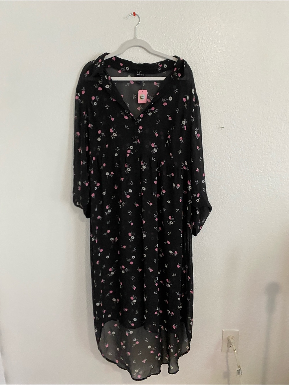 torrid Black Floral High-Low Button Front Dress